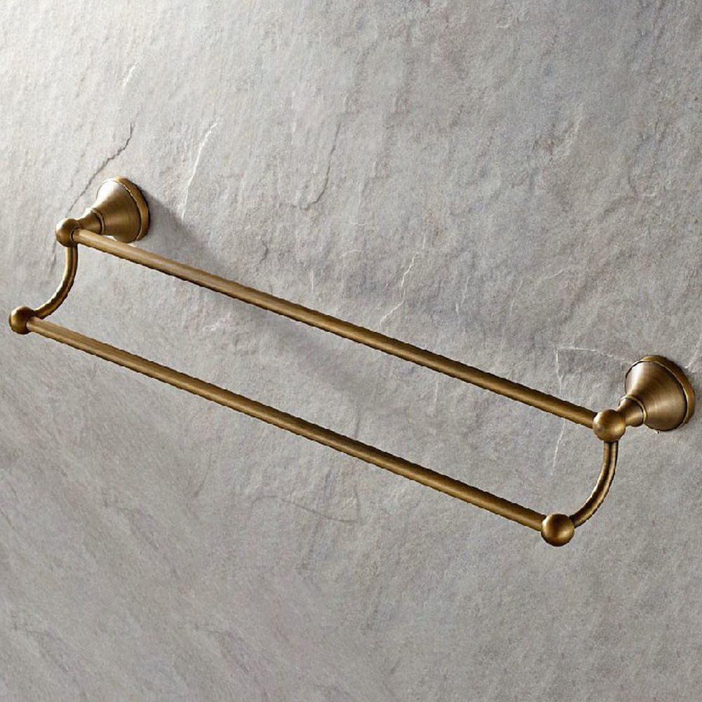 Antique Brass Wall Mounted Double Towel Rail Holder Rack Bathroom Accessories Towel bar Towel holder tba077