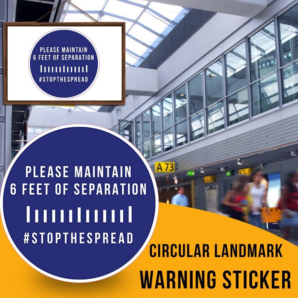 2pcs Ground Sign Isolated Label Please Keep Wait Here Stand Here Keep 6ft In Between Distance Marker Floor Stickers