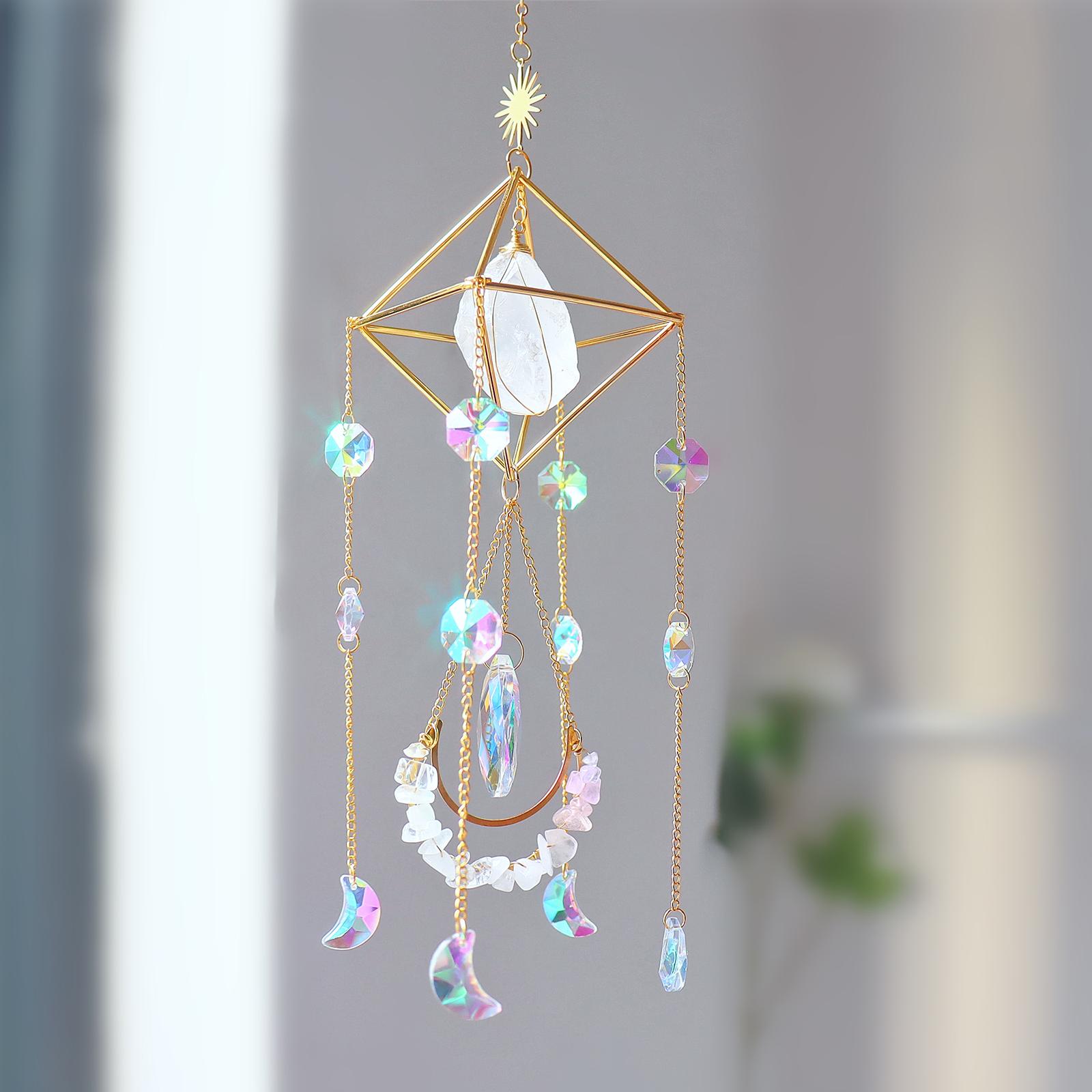 Crystal Wind Chimes Pendant Rainbow Maker Prism Ball Ornament Feng Shui Hanging for Christmas Party Car Home Decoration: White