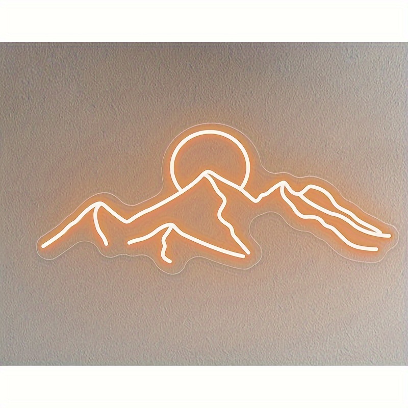 Mountain Neon Sign Light-kleurrijke zonsondergang LED-decoratie met schakelaarbediening-voor slaapkamer, woonkamer, hotelwanddecoratie: Oranje