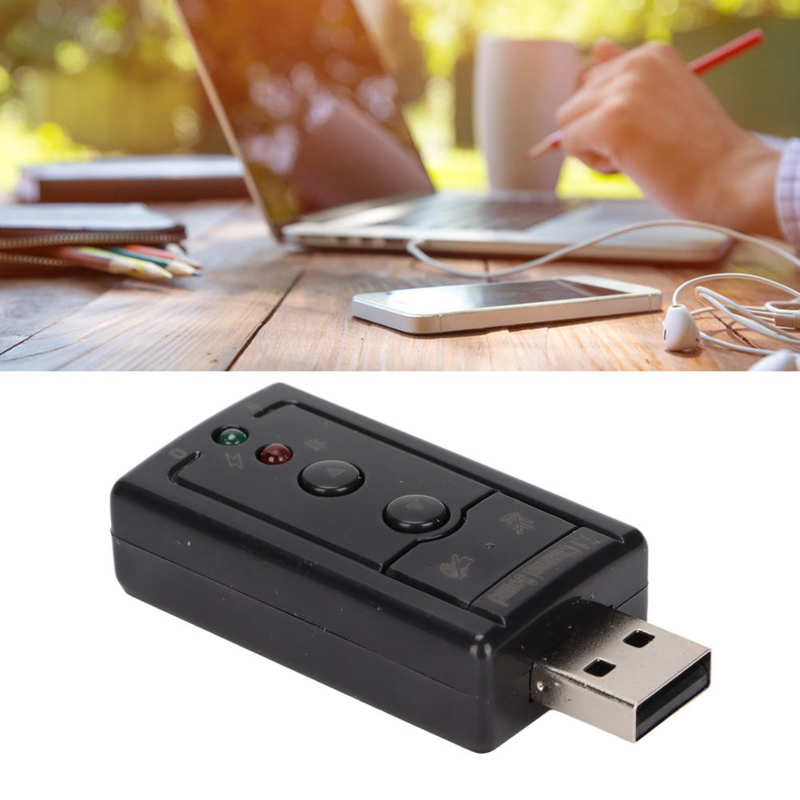 Virtual Sound Card Internal Amplifier and Volume Controls 7.1 Channel Sound Card with 3.5mm and Microphone Ports