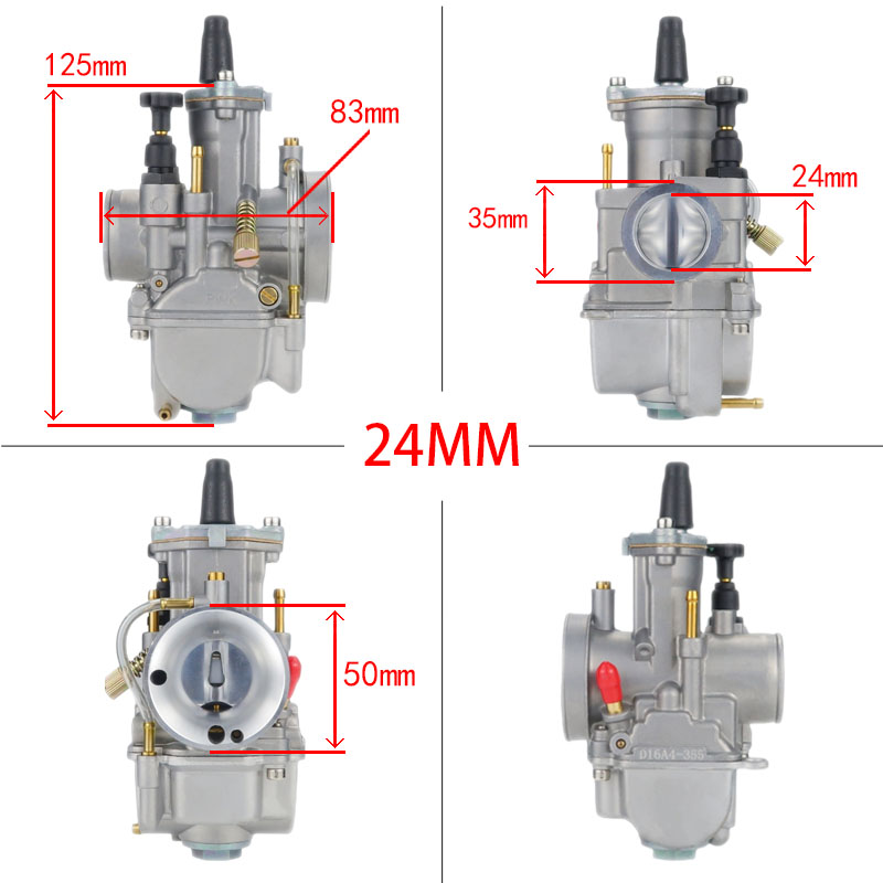 Carburateur de moto avec Jet gratuit pour Keihin KOSO PWK 24 26 28 30 32 34mm 2T 4T ATV Quad Go Kart Dirt Bike Scooter 50-250cc: Gris foncé