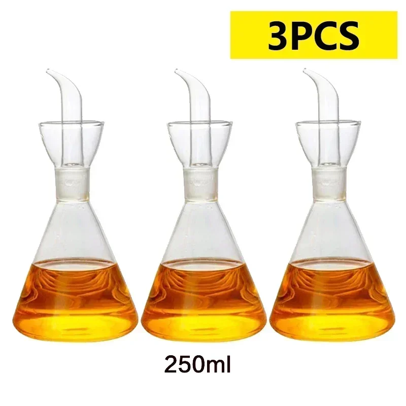 Olla de aceite de vidrio de alto borosilicato, ollas de aceite y aceto a prueba de fugas para el hogar, olla para salsa de soja de cocina, tanque de aceite, botella de aceite para condimentos: Transparente