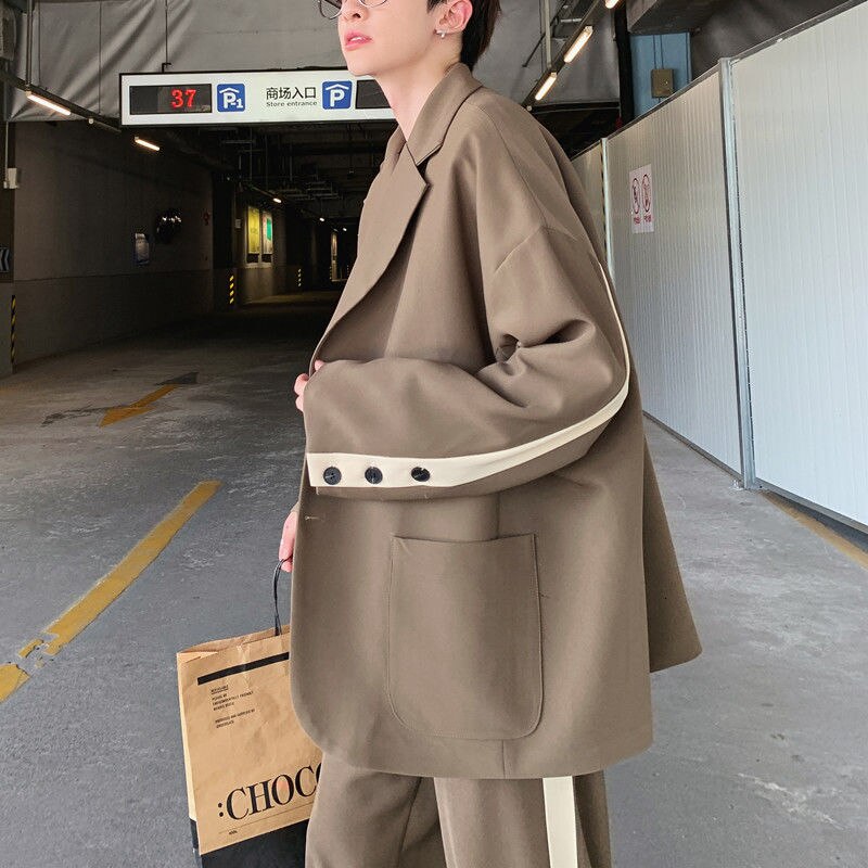 Mannen Casual Pak Jassen Zwart/Grijs/Camel Blazers Losse Mode Bovenkleding Lange Mouw Westerse Kleding Jassen size M-XXL