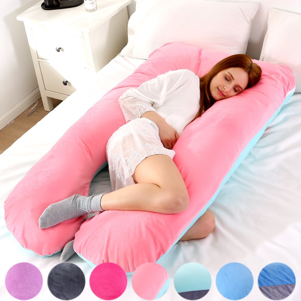 Taie d'oreiller polaire souple pour femmes enceintes, forme en U, lombaire, protection latérale multifonction, housse de coussin pour femmes enceintes