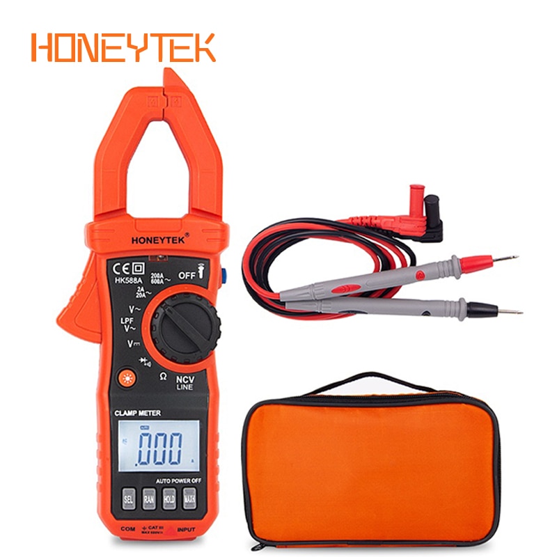 Honeytek Multimeter Auto Range Mini Digitale Avometer Voltmeter Stroomtang Multimeter Meetsnoeren Diode Tester Zaklamp