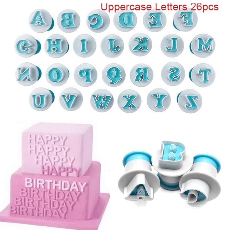 26 letters digitale cakevorm veer reliëfvorm alfabet cakevorm chocolade plunger uitsteker diy karakter bruiloft