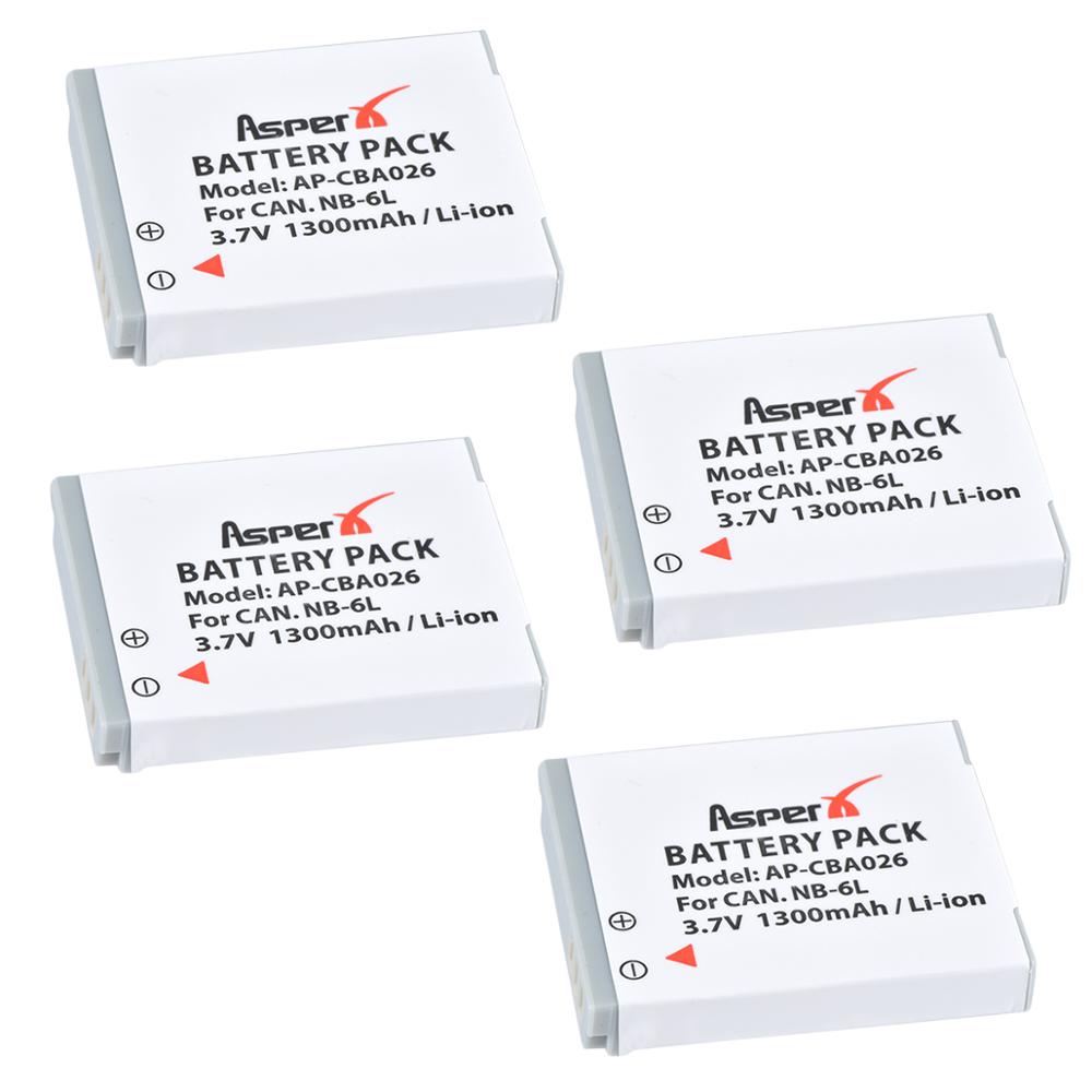 Batterie NB-6L NB 6L NB-6LH 6LH 6 LH, avec chargeur double USB pour Canon IXUS 310 SX240 SX275 SX280 SX510 SX500 HS SX500HS, 4 pièces