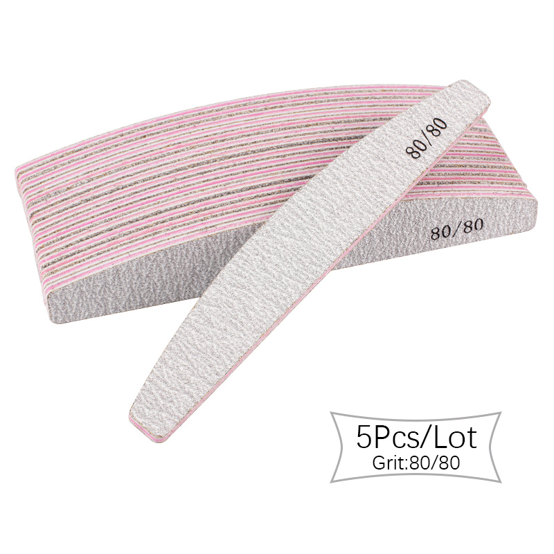 5pz/10pz lime per unghie colorate per barche in carta vetrata 80/100/150/180/240 tampone di carta vetrata grigia smeriglio bordo manicure accessori per unghie: 5pezzi 80-80 Grit