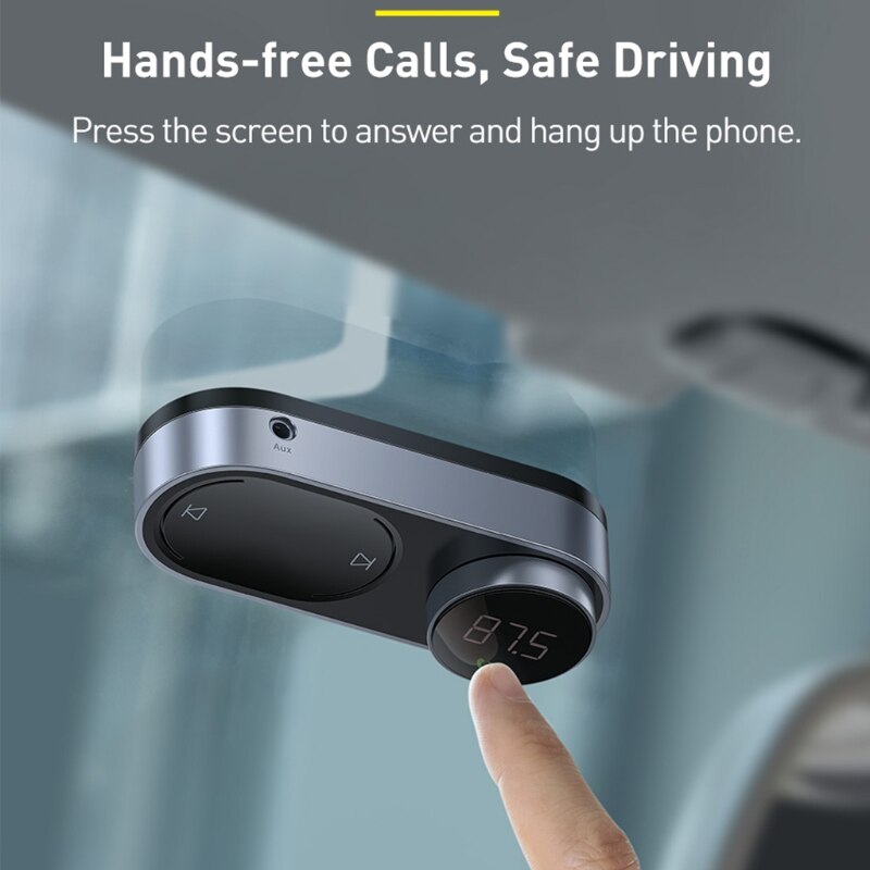 Solar Car FM Transmitter Bluetooth-compatible 5.0 Car Kit Wireless Audio Receiver Aux Handsfree MP3 Player USB Charger