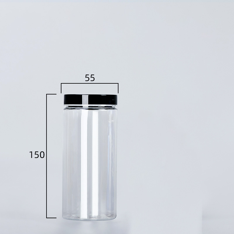 Botella de embalaje de plástico PET transparente, botellas de sellado vacías, cubo Circular, almacenamiento, tarro de galletas, contenedor de tanque de sellado de grado alimenticio, 1 unidad: Multicolor