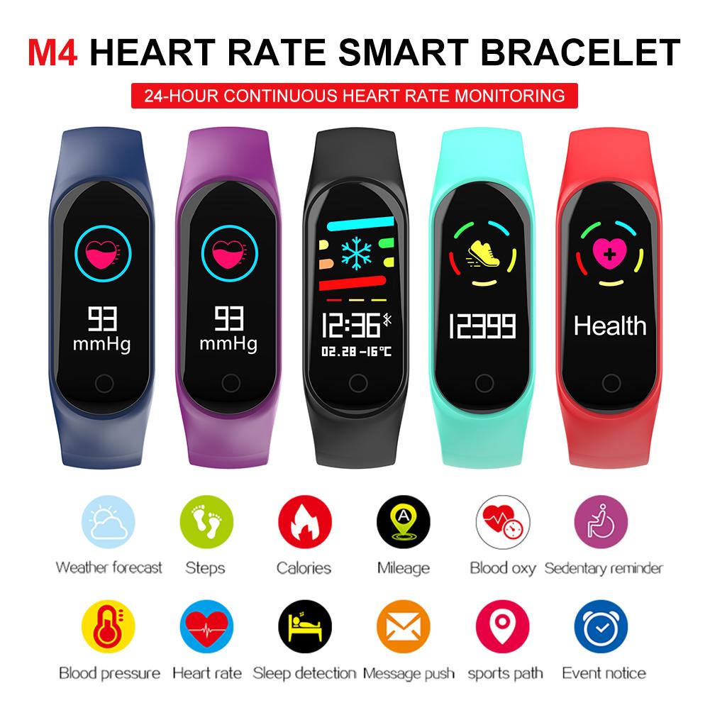 Sport Smart Bracelet Heart Rate Blood Pressure Calorie Sleep Monitor Remote Photo Taking Messages Calls Reminder Pedometer M4