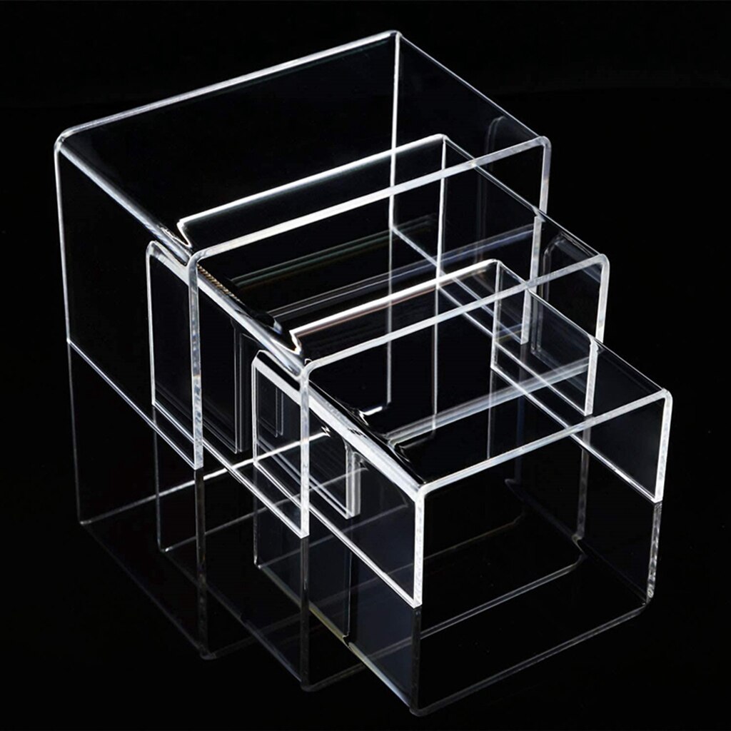 Small 3 Sizes Nesting Plinths Acrylic Riser Counter Jewellery Display Stand