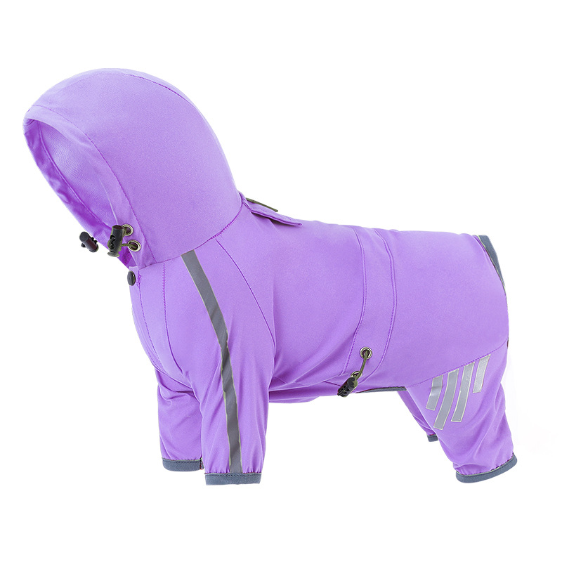 Regenjassen voor huisdieren Hond Reflecterend Waterdicht Puppy Regenjassen met capuchon voor kleine middelgrote honden Jumpsuit Chihuahua Franse Bulldog Overalls: S / Paars