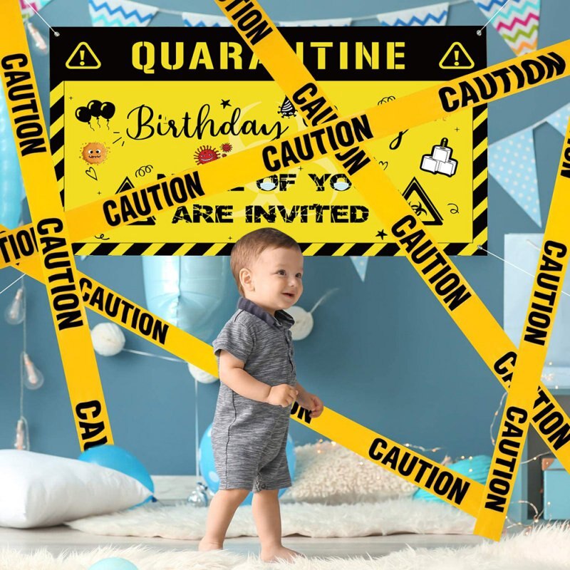 Happy Birthday Quarantine Birthday Decorations Banner - Social Distancing Backdrop Birthday Party Idea Supplies