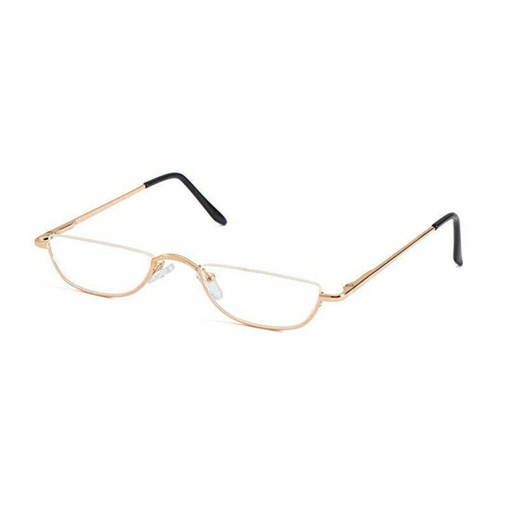 flexibel, tragbare lesebrille mit federscharnier, metall-halbrahmen ,  +1.00 ~ +4.0 dioptrien, halbmond-lesebrille: Schwarz / +300