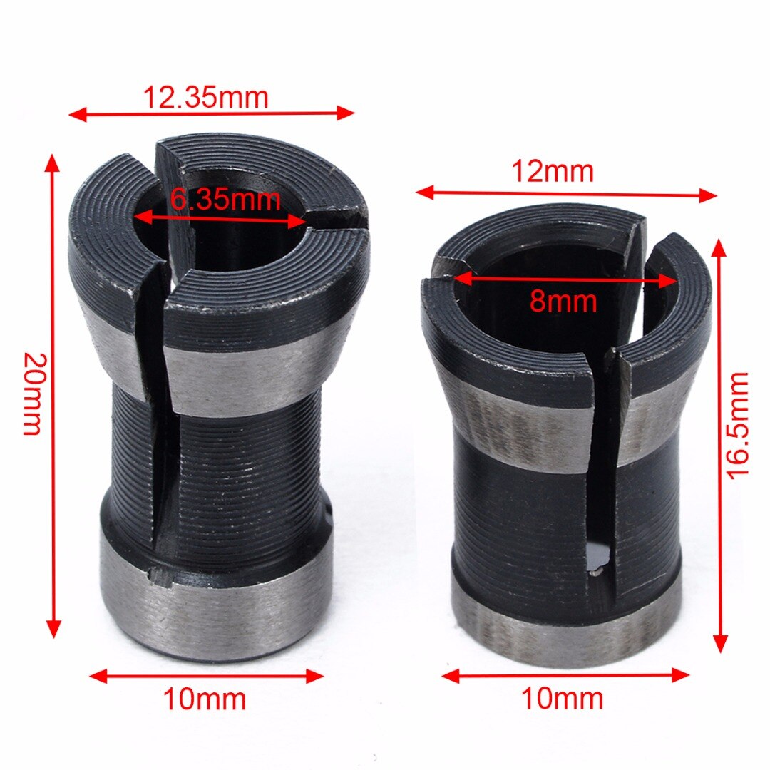 2pcs High Precision Collet Chuck Set 6.35mm 8mm Engraving Trimming Machine Electric Router For Machinery Manufacturing