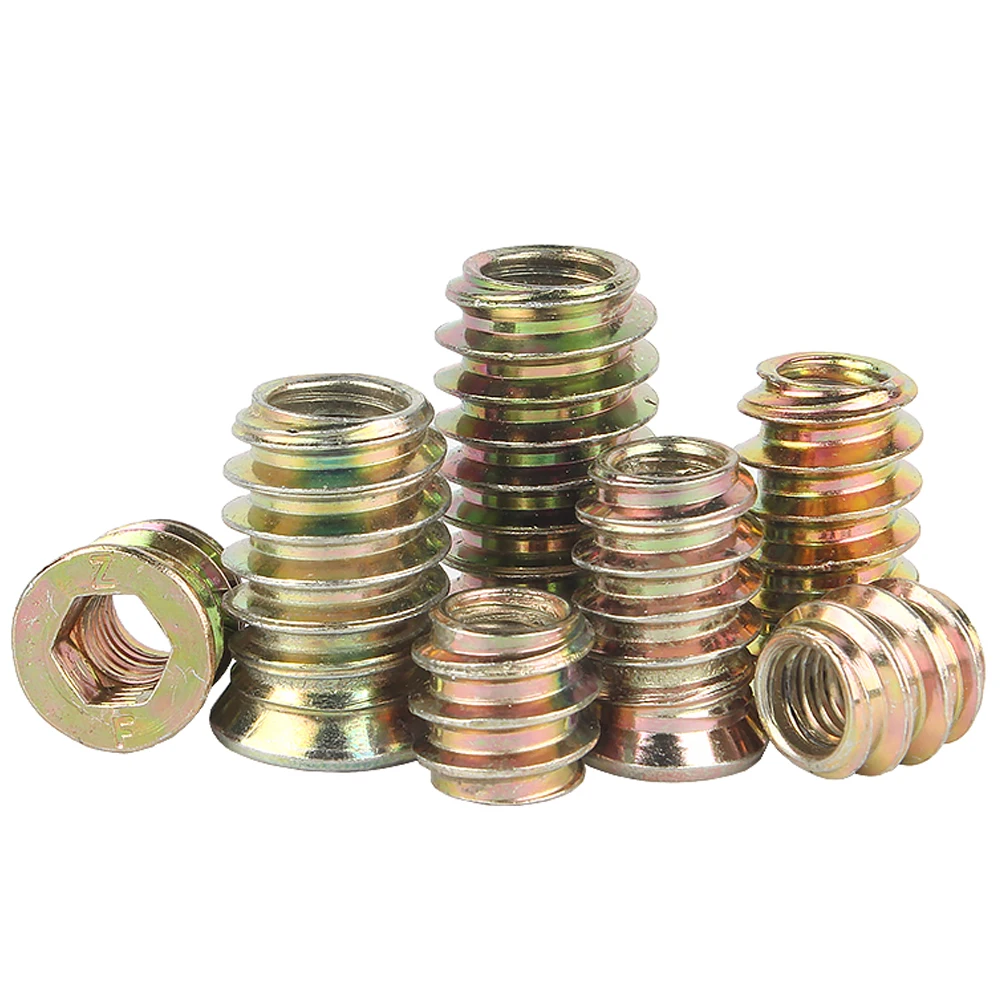 10/50 Stuks M6 M8 M10 Zink Legering Ijzer In Koolstofstaal Hex Socket Drive Insert Moeren Met Schroefdraad Voor Houten Meubelen