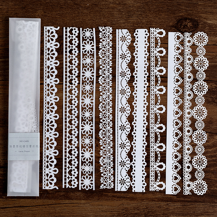 10 pcs White Lace Paper Loose Leaf Bullet Journaling handmade Homemade Lace Memo Pads Background paper Scrapbooking material: 3