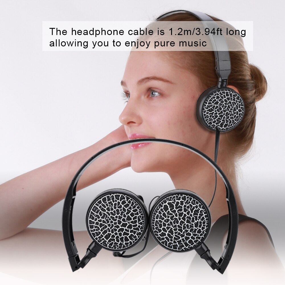 Puseky Portable Wired Headphones 3D Stereo Foldable Headset Audio Mp3 Adjustable Earphones for Music
