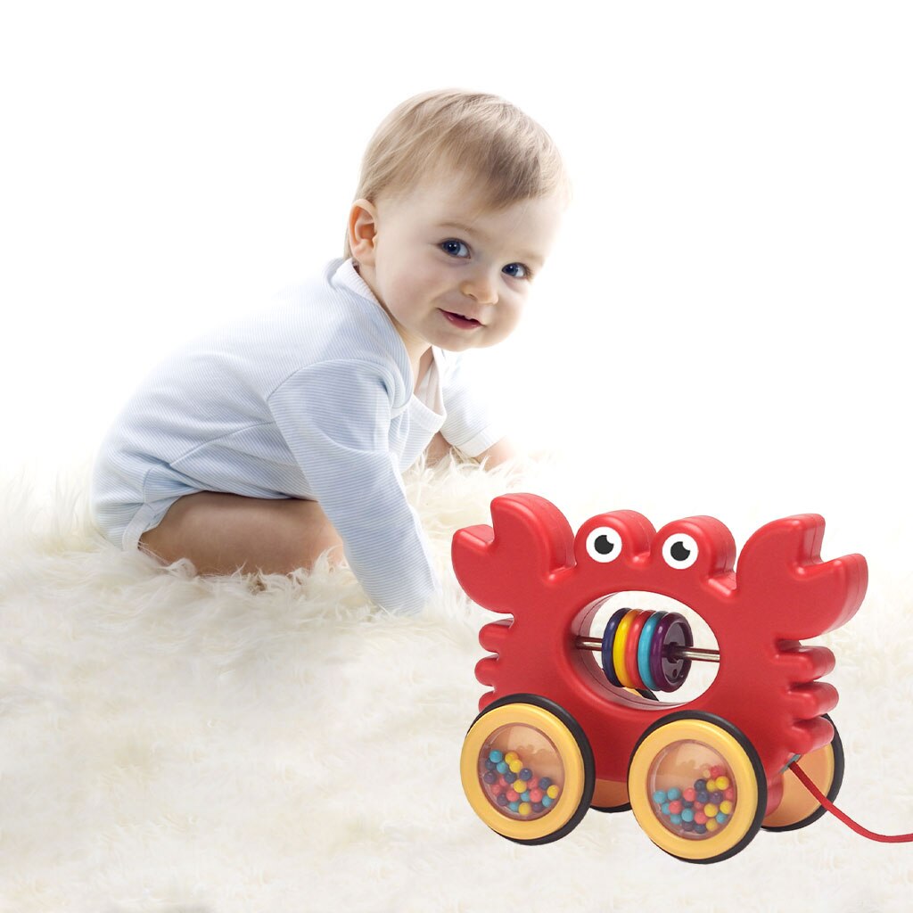 Toddler Push &amp; Pull Toys, Pull-Along Baby Toy with Rustling Wheels, Push and Pull Action, Early Toy, Best Birthday: Crab