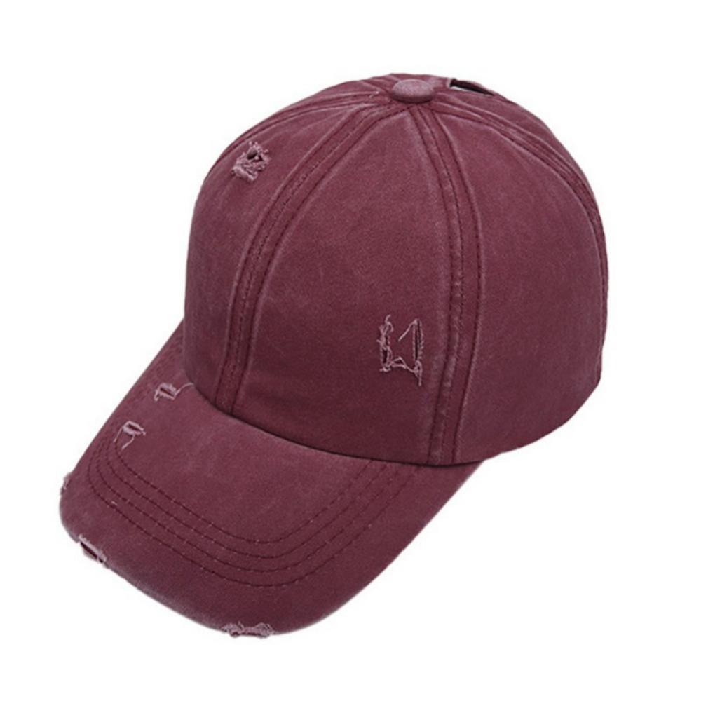 Nuovo 2020 Donne Retro Coda di Cavallo di Estate Della Protezione di Snapback Regolabile Berretto Da Baseball Hip Hop Distressed Denim Lavato Cappello del Sole della Visiera: WR