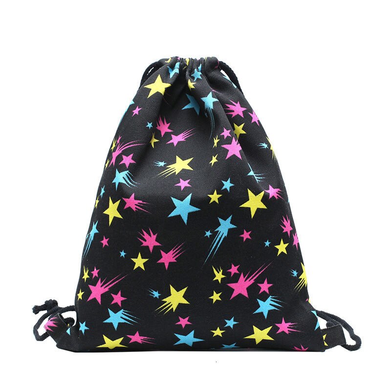 Portable Drawstring bags Girls Shoes Bags Women Cotton Travel Pouch Storage Clothes handbag Makeup bags: Stars