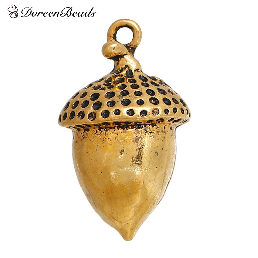 Encantos de Liga De Zinco Com Base 3D DoreenBeads Bolota Cor Prata Ouro 28mm(1 1/8 ") x 16mm( 5/8"), 2 PCs