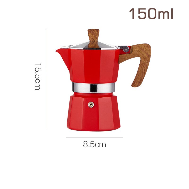 Juego de estufa eléctrica portátil para café, cafetera Moka de 10 puntas, cafetera casera de extracción italiana, Realme: 150ml red