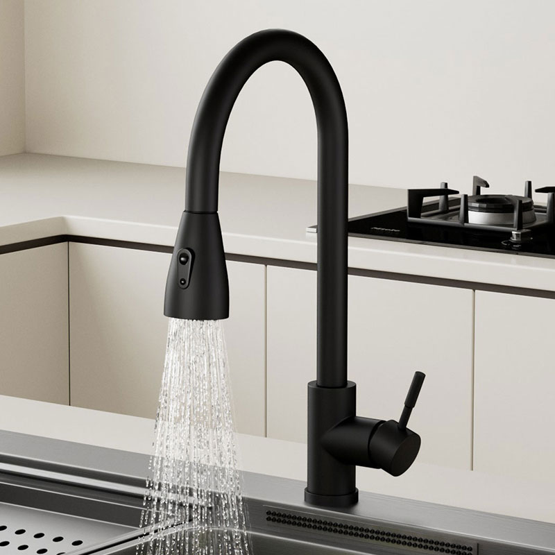 Kitchen Faucet Brushed Nickel Color Surface and Cold Water Faucet Kitchen Sink Faucet Pull-out Kitchen Faucet Single Hole