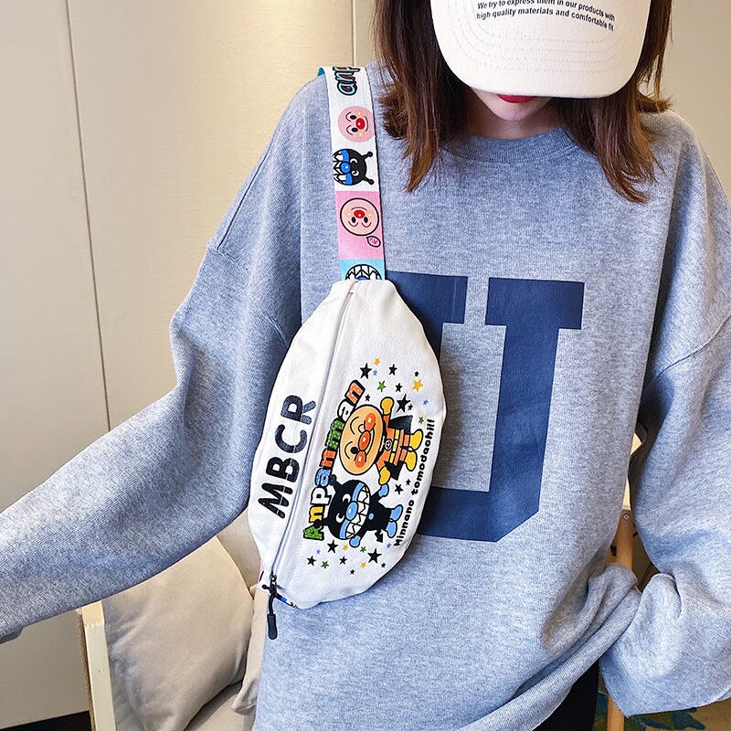 NiceMix streetwear Donne Del Fumetto del Sacchetto Della Vita di Modo di Marea ins Stile Studente Borsa di Tela Carino Ragazza anca salto Nuovo Petto Diagonale borsa