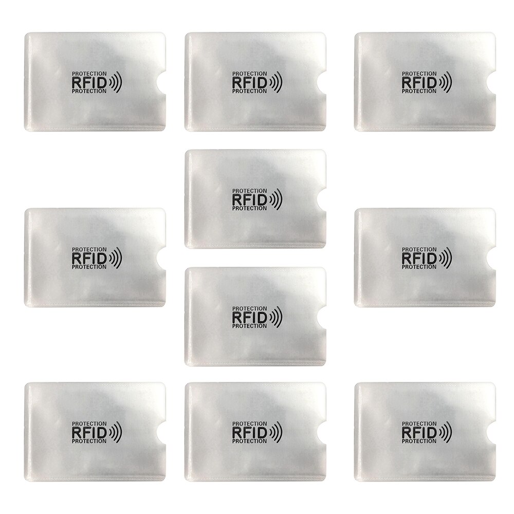 Tarjetero Anti Rfid con bloqueo de lector, 10 piezas, soporte de tarjeta de identificación de crédito, funda protectora de Metal de aluminio, soporte NFC 6,2x9,2: Silver 10 pcs