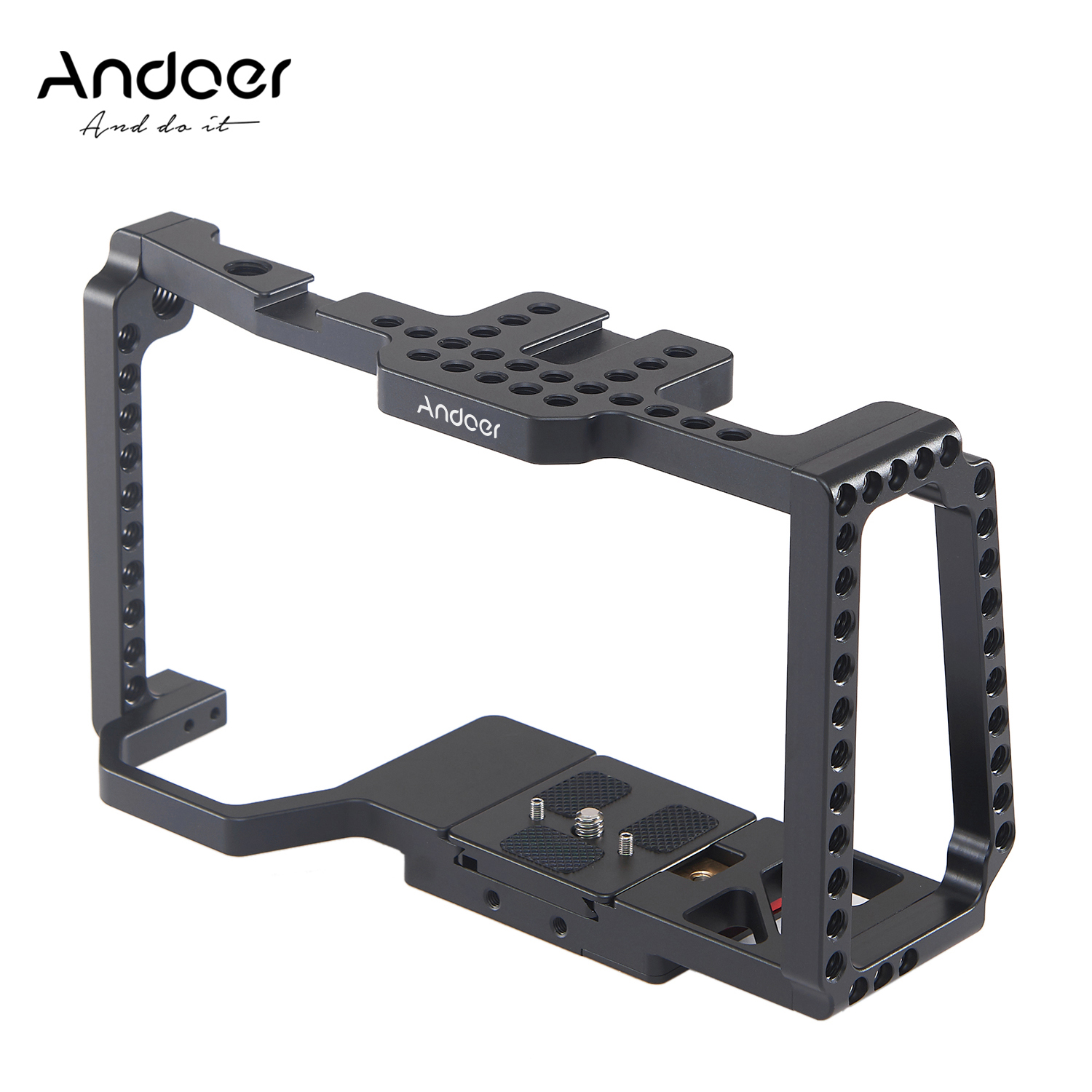 Andoer Camera Kooi Video Film Movie Maken Kooi Met Quick Release Plaat 1/4 Inch 3/8 Inch Schroefdraad Gaten Koud Schoen mount