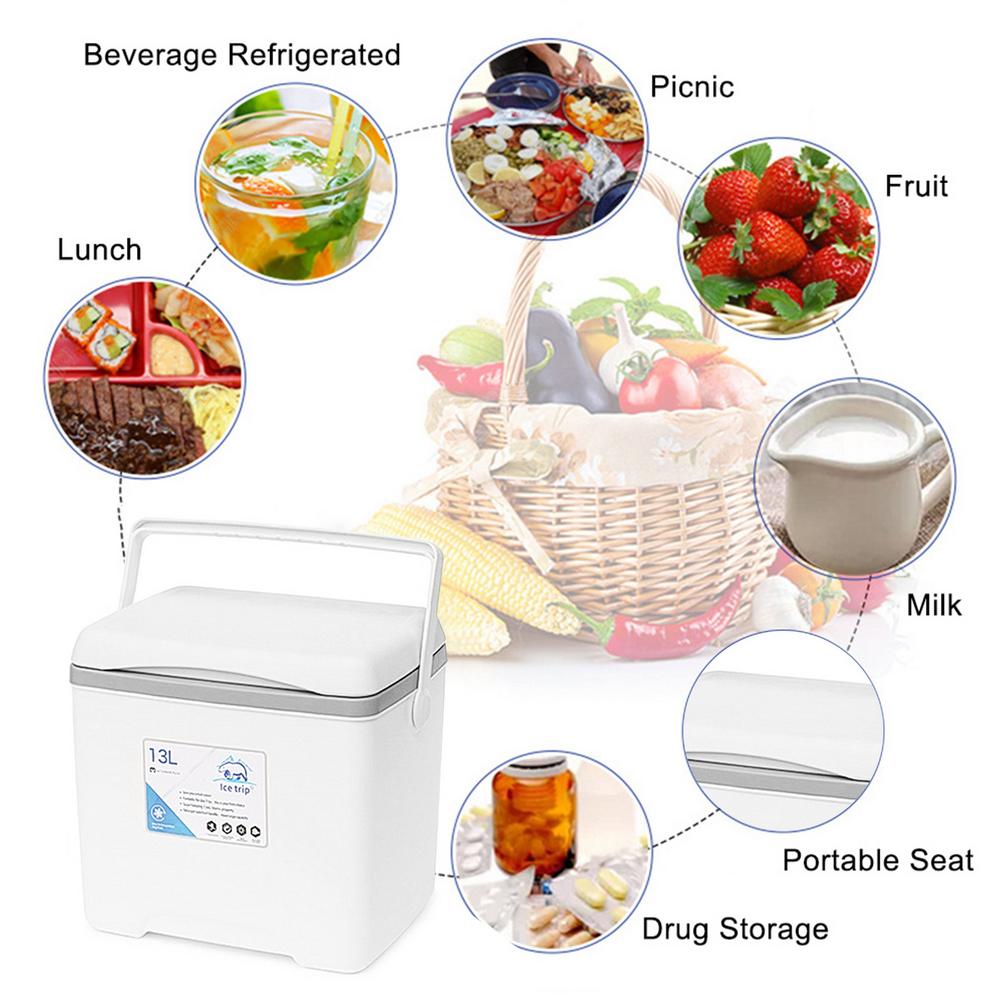 13L Cooler And Warmer Storage Box For Picnics Home Portable Refrigerator Milk Food Insulated Carrier With Handle Cooler Box