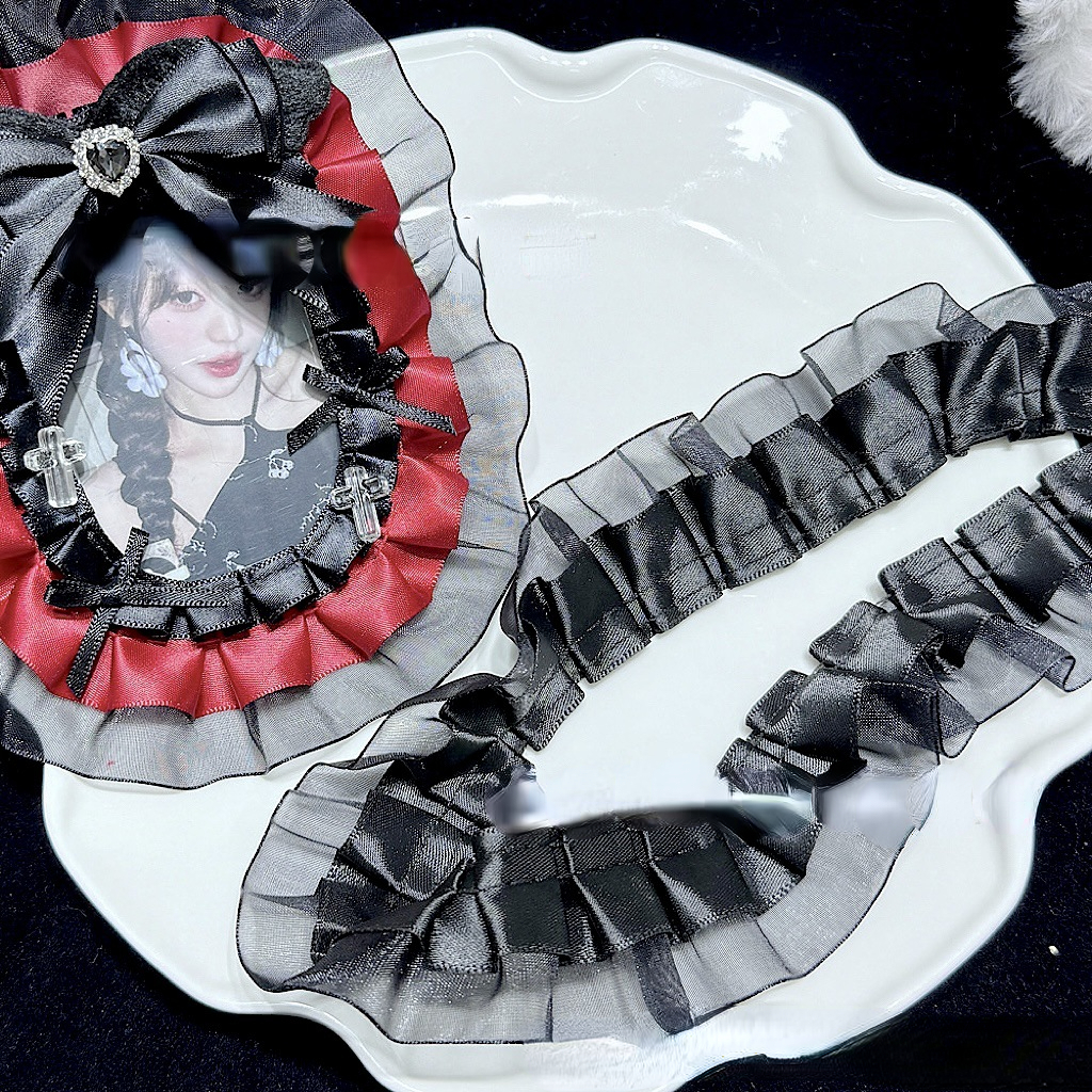 Cinta de encaje plisado de satén de Organza de doble capa, 1 metro, 3,8 CM de ancho, bolsas de Lolita, tela decorativa, adorno de volantes, decoración de bolsa Ita DIY: Naranja