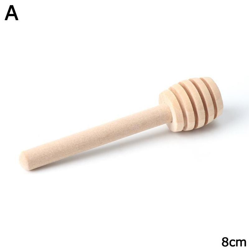 1Pc de madera miel palo de madera cuchara de miel pequeña jarabe de café té cuchara servir mezcla cuchara utensilio de cocina H O0P4: A