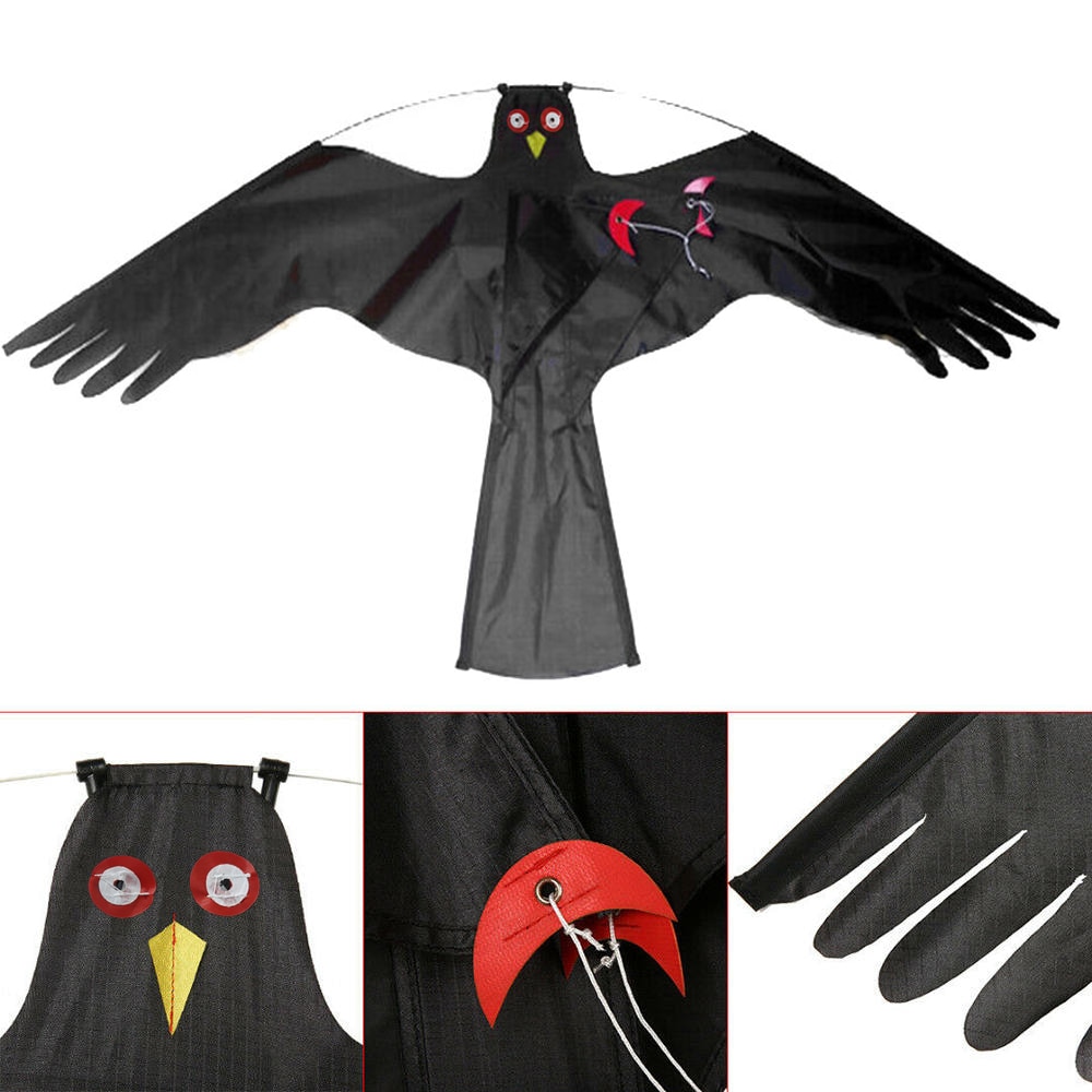 Black Flying Hawk Kite Bird Scarer For Garden Scarecrow Yard House Home Decor Bird Singer