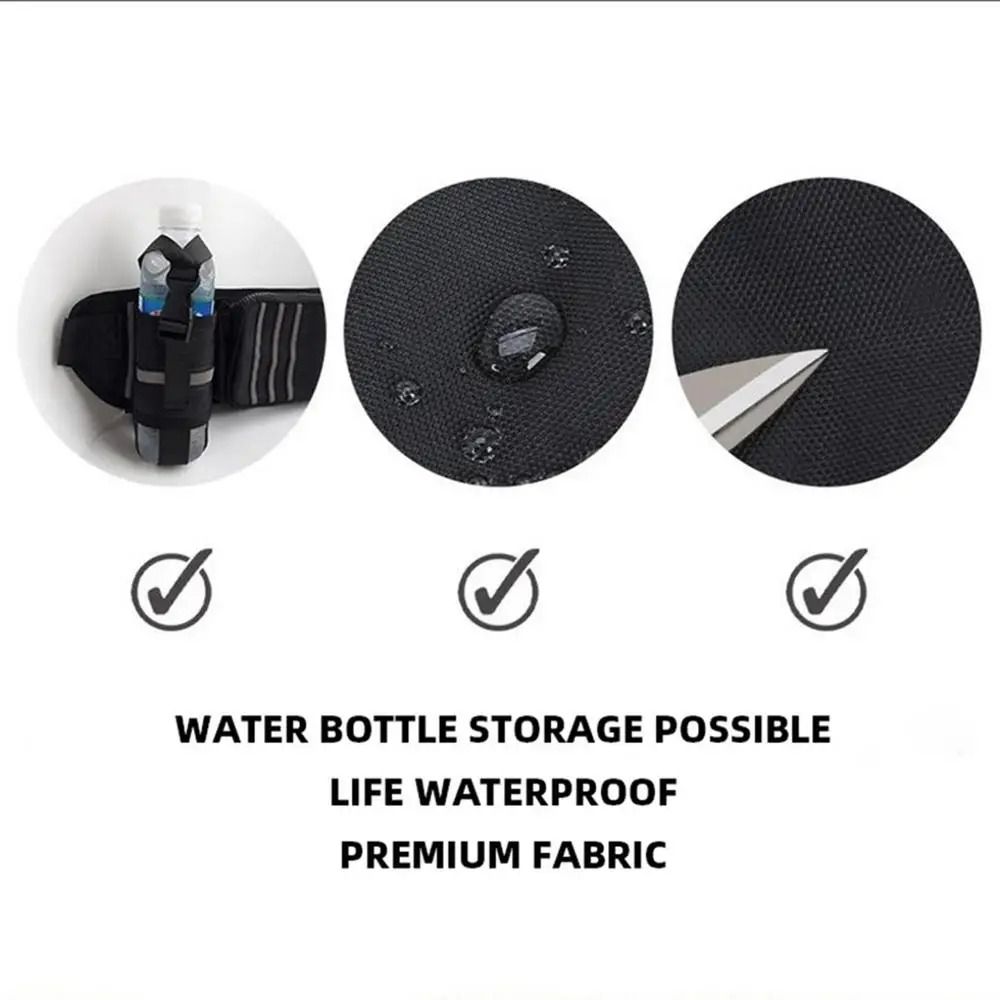 Oxford-Stoff Laufgürtel-Tasche mit Großer Kapazität und Wasserflaschenfach, Sport-Schultertasche mit Reißverschluss, Schwarze Lauf-Umhängetasche