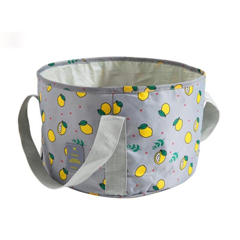 GESEW Foldable Basin Outdoor Travel Water Bucket Portable Foot Bath Bucket Multipurpose Folding Washbasin Large Capacity Basin: LemonGray