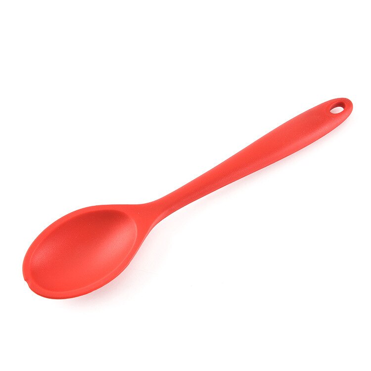Cuchara de silicona grande para sopa, colador antiadherente resistente a altas temperaturas, utensilios de cocina de mango largo: red