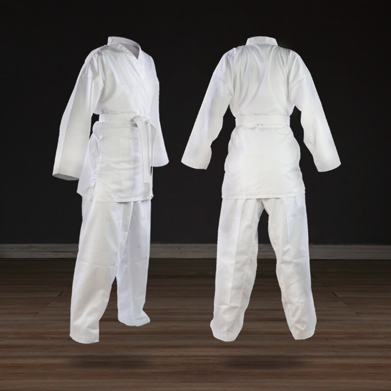 De cuello blanco Karate uniforme de Dobok niños adultos transpirable Taekwondo WTF aprobado tela Jodo ropa dobok sets de kimono