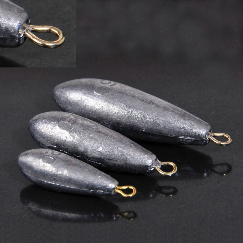 Plomo en forma de gota de agua, accesorios de pesca, 10g/15g/20g/30g/40g/ 50g, gotitas de agua, pesas de plomo, 5 unids/lote