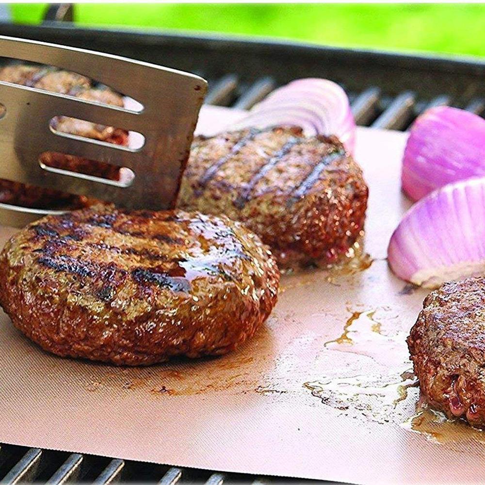 2Pcs/Pack Non-Stick BBQ Teflon Grill Mat Barbecue Grilling Baking Sheets Reusable Cooking Mats For Gas Charcoal Electric Grill