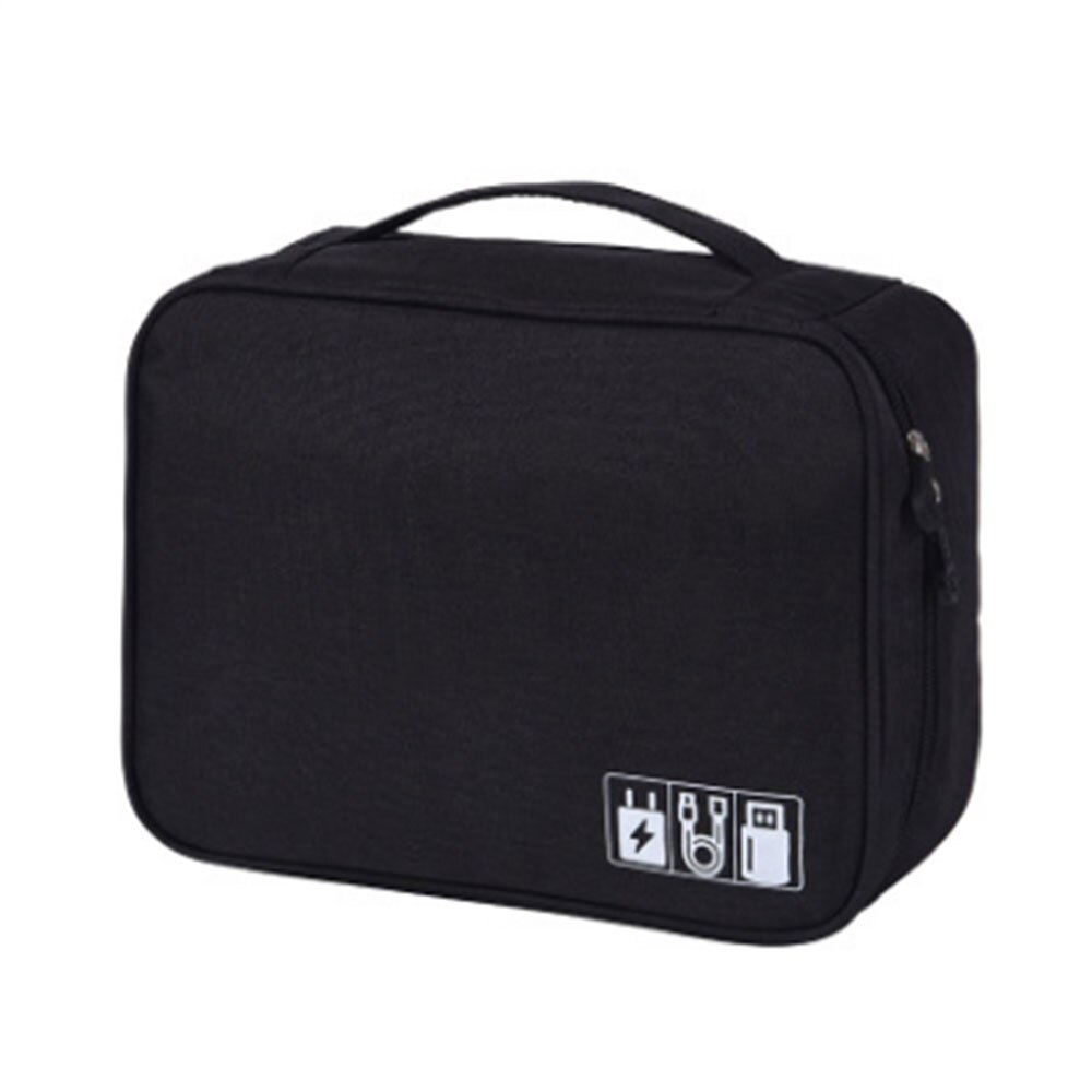 Opbergtas Reizen Closet Organizer Case voor Hoofdtelefoon Digitale Draagbare Rits Accessoires Lader Datakabel USB Bag Organizer: black