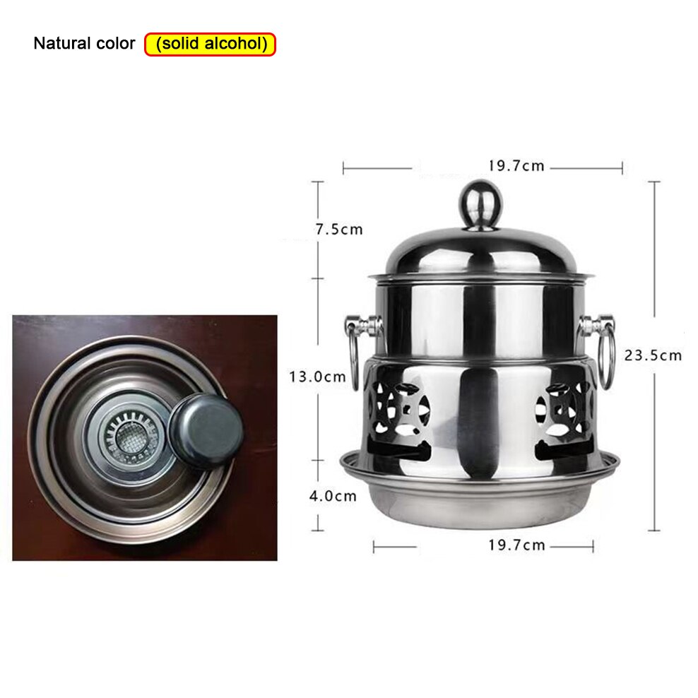304 Stainless Steel Alcohol Stove Single Small Pot Home Alcohol Stove Pot Hotel Self-Service Dry Pot Small Saucepan: Pretty style-01