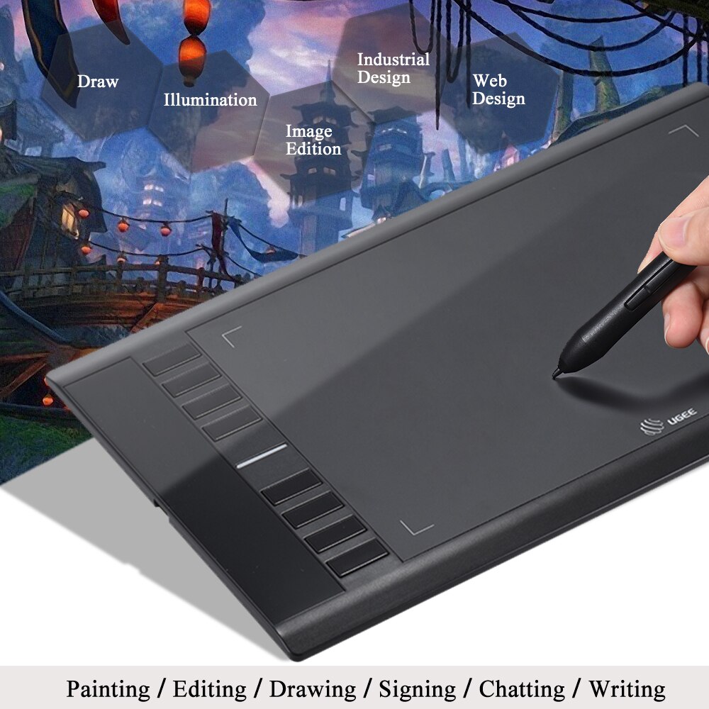 UGEE M708 Upgraded Graphics Drawing Tablet Board with Battery-free Passive Pen 8192 Pressure Sensitivity 266RPS 10 * 6inch
