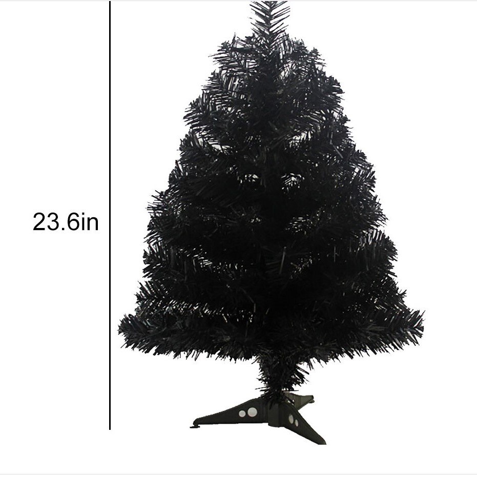 23.62 '' /60cm mini juletræ sød kunstig hvidt juletræ bordplade ornament julebordsindretning: Sort