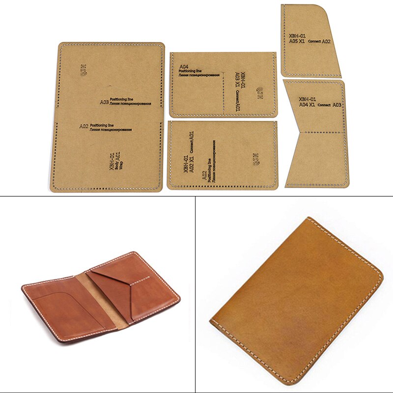 Soporte de pasaporte DIY, plantilla de Papel Kraft para muestras de dibujo, de billetera de cuero hecho a mano, plantilla de costura, suministros de herramientas de artesanía