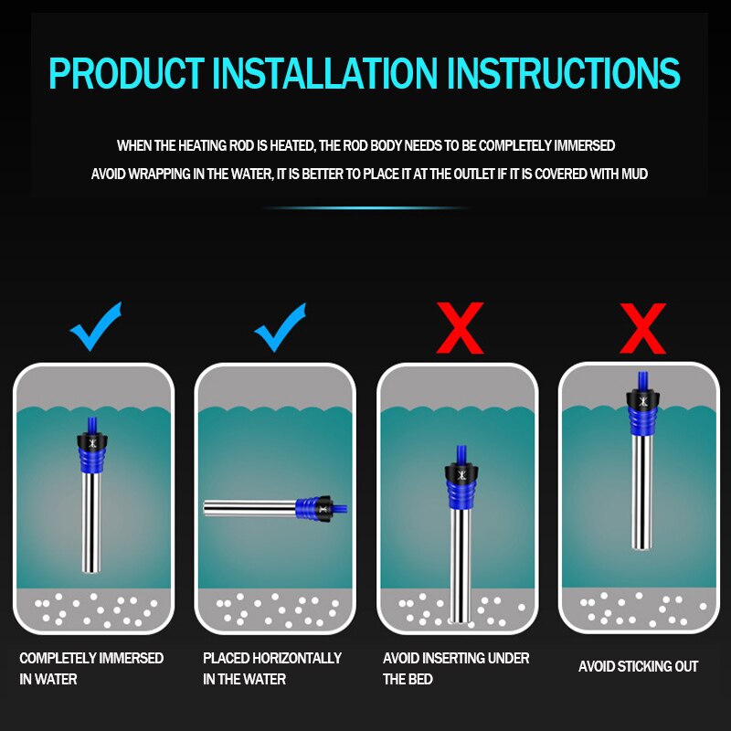 110V/220V 50W-500W Submersible Aquarium Fish Tank Water Heater LED Auto Constant Temperature Heating Rod For Fish Tank Aquarium