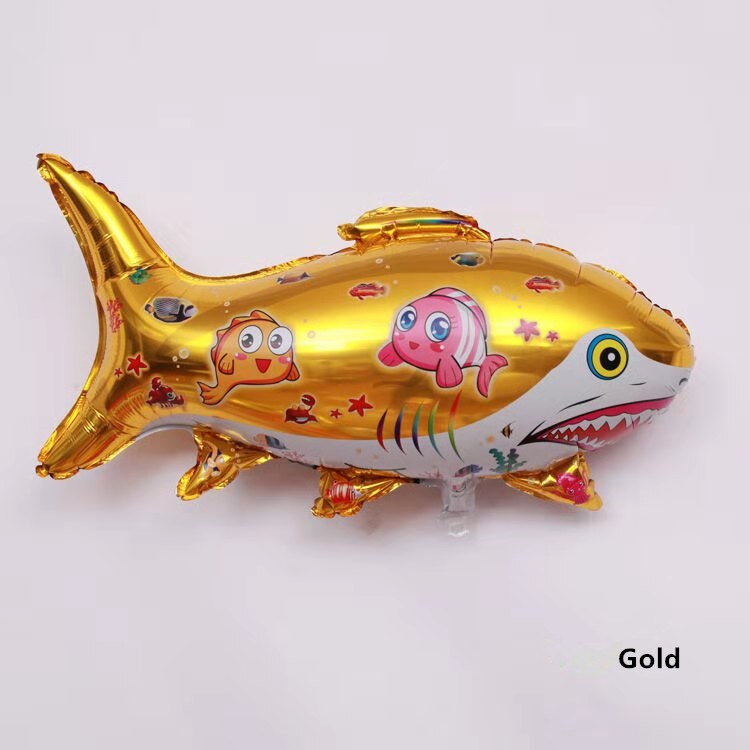 Cartoon Aluminium Ballon Baby Verjaardagsfeestje Sea Animal Shark Ballon Decoratie: Goud
